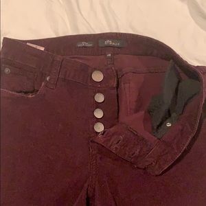 STS blue size 28 corduroy purple skinny jeans